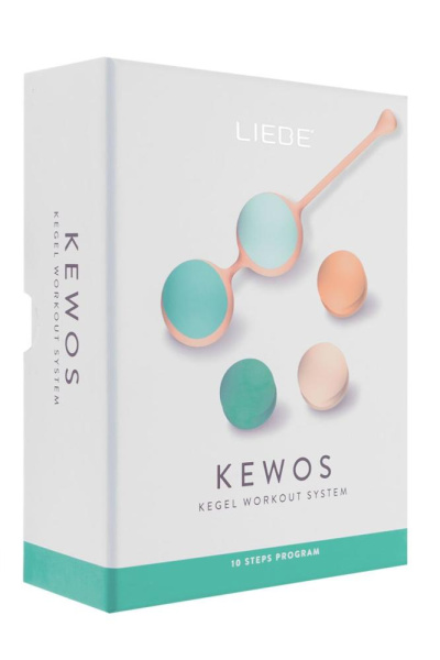Вагинальные шарики Liebe Kewos — Peach/Mint, 5 шариков в комплекте, 15, 25, 35, 45 и 55 г