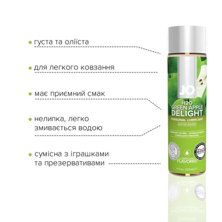 Смазка на водной основе JO H2O — Green Apple (120 мл) без сахара, растительный глицерин || Змазка на водній основі JO H2O — Green Apple (120 мл) без цукру, рослинний гліцерин
