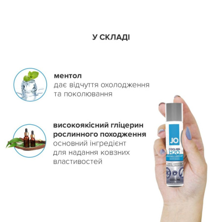 Охлаждающая смазка на водной основе JO H2O COOLING (30 мл) с ментолом, растительный глицерин || Охолоджувальна змазка на водній основі JO H2O COOLING (30 мл) з ментолом, рослинний гліцерин