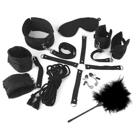 БДСМ-набор Art of Sex – Soft Touch BDSM Set, черный, 9 предметов || БДСМ-набір Art of Sex – Soft Touch BDSM Set, чорний, 9 предметів