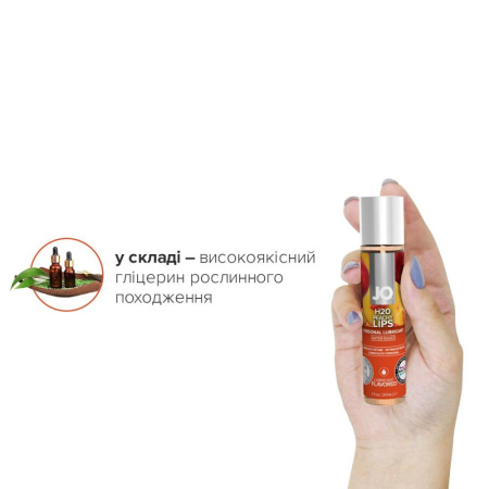 Смазка на водной основе JO H2O — Peachy Lips (30 мл) без сахара, растительный глицерин || Змазка на водній основі JO H2O — Peachy Lips (30 мл) без цукру, рослинний гліцерин