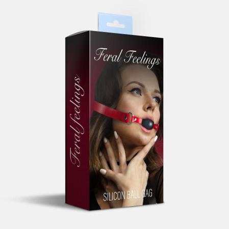 Кляп силиконовый Feral Feelings Silicon Ball Gag Red/Black, красный ремень, черный шарик || Кляп силіконовий Feral Feelings Silicon Ball Gag Red/Black, червоний ремінець, чорна кулька