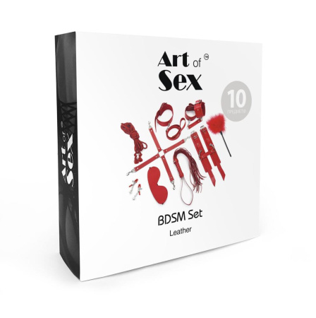 Набор BDSM Art of Sex – BDSM Set Leather, 10 предметов, черный, натуральная кожа || Набір BDSM Art of Sex – BDSM Set Leather, 10 предметів, чорний, натуральна шкіра