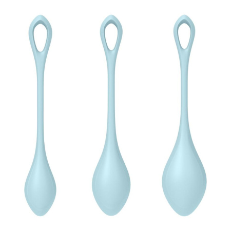 Набор йони бусин Satisfyer Yoni Power 2 Light Blue, диаметр 2-2,5-3см, вес 22-44-73гр || Набір йоні намистин Satisfyer Yoni Power 2 Light Blue, диаметр 2-2,5-3см, вес 22-44-73гр