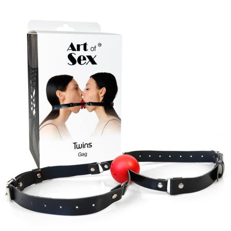 Двойной кляп Art of Sex - Twins, натуральная кожа || Подвійний кляп Art of Sex - Twins, натуральна шкіра